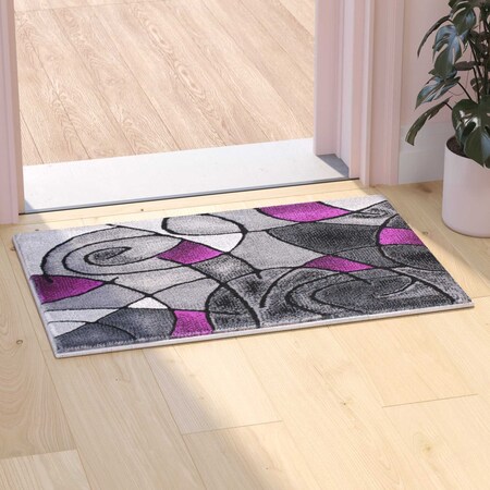 Flash Furniture Purple 2' x 3' Abstract Style Accent Rug ACD-RGTRZ860-23-PU-GG